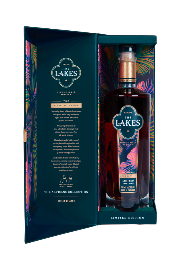 The Lakes Distillery Chocolatier Single Malt Whisky bottle in gift box