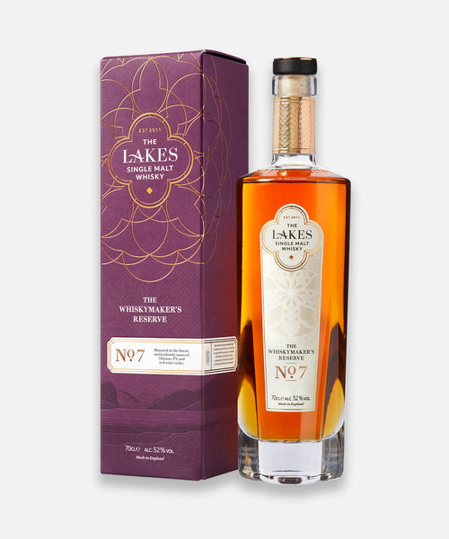 The Lakes Whiskymaker's Reserve No.7 Whisky bottle and box on white background
